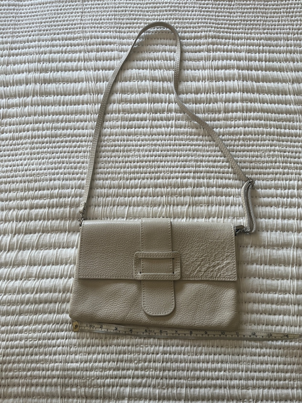 Genuine Italian Leather Ivory Crossbody